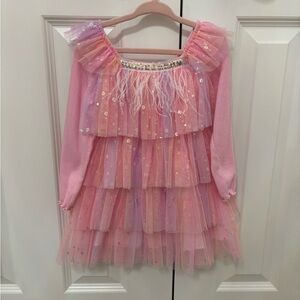 Sparkling Pink Layered Kids Dance Dress